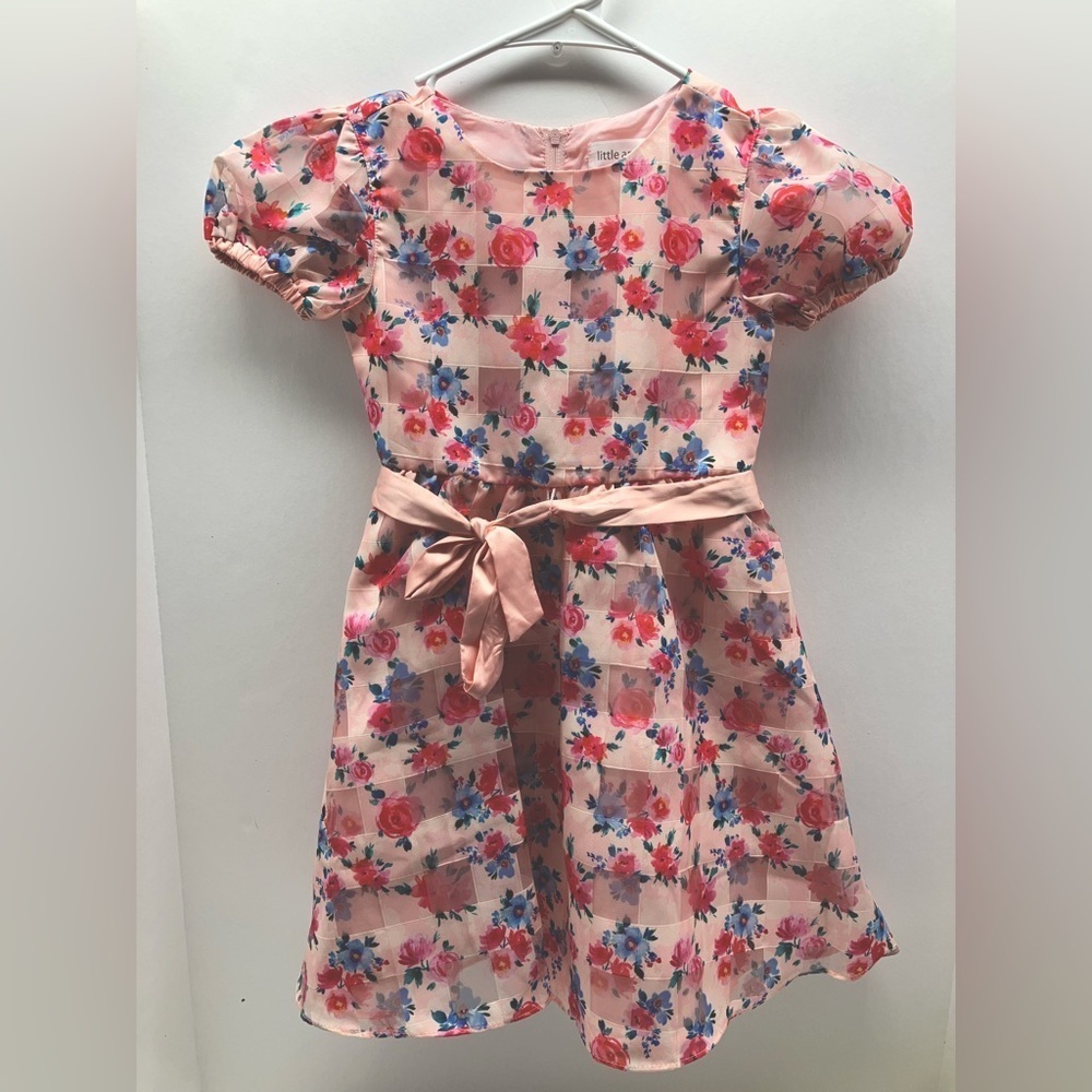 Little Angel Girl’s Formal Dress, 4, Floral, Pinks/Blues, A-Line, Cottagecore